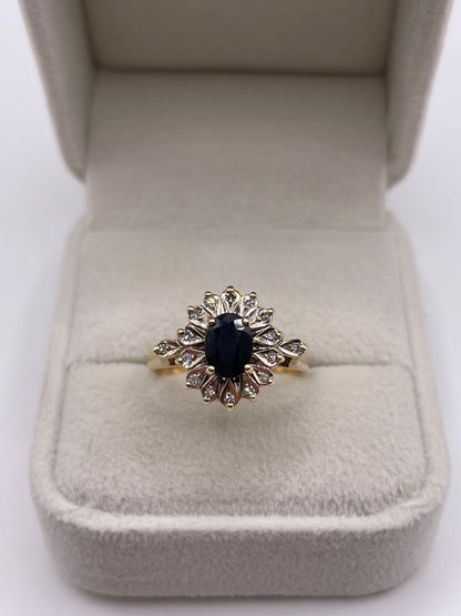 9ct gold sapphire and diamond ring