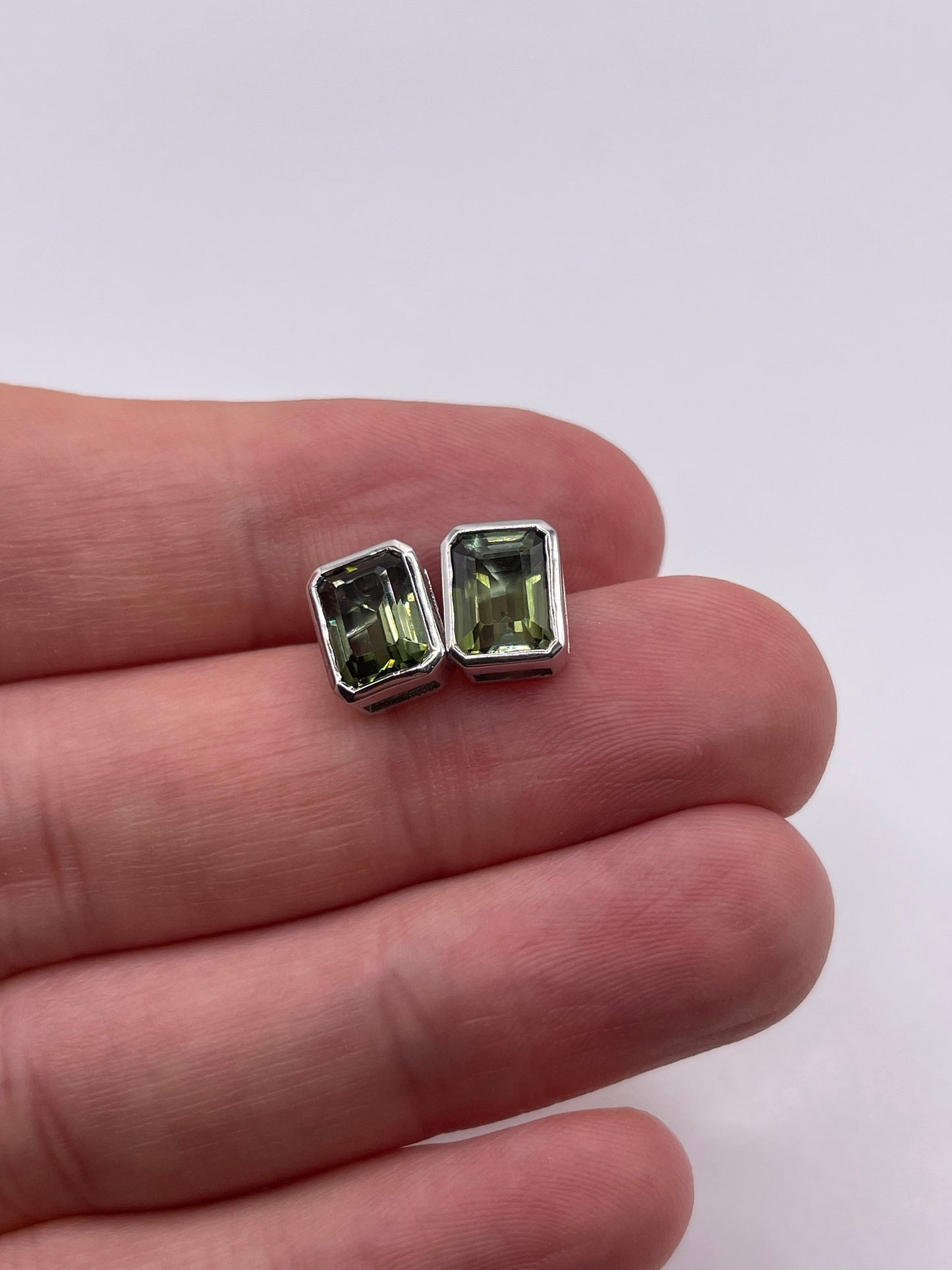 9ct white gold tourmaline earrings