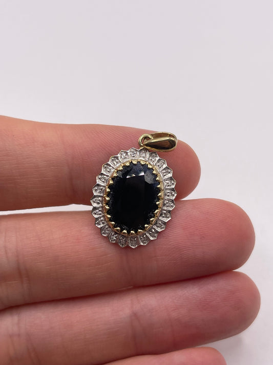 9ct gold sapphire and diamond pendant