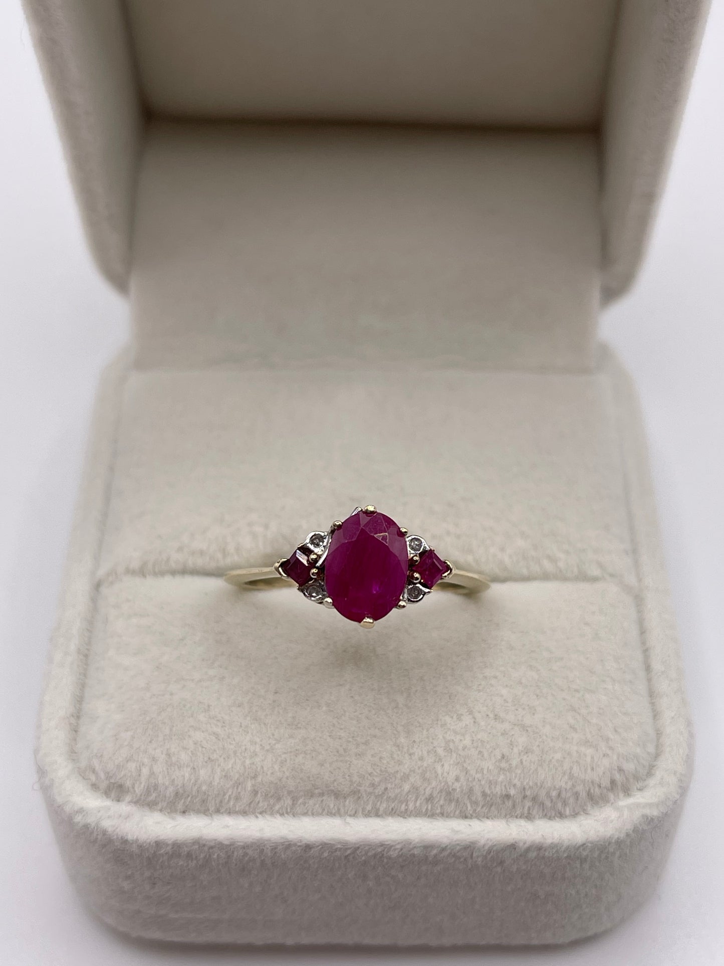 9ct gold ruby and diamond ring