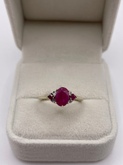 9ct gold ruby and diamond ring