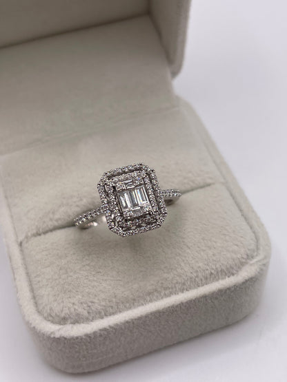 14ct white gold diamond cluster ring