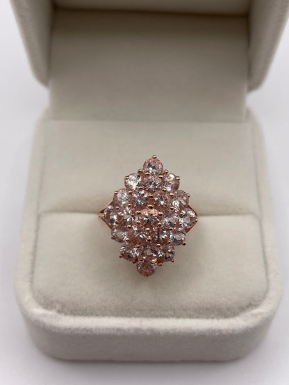 9ct rose gold morganite cluster ring