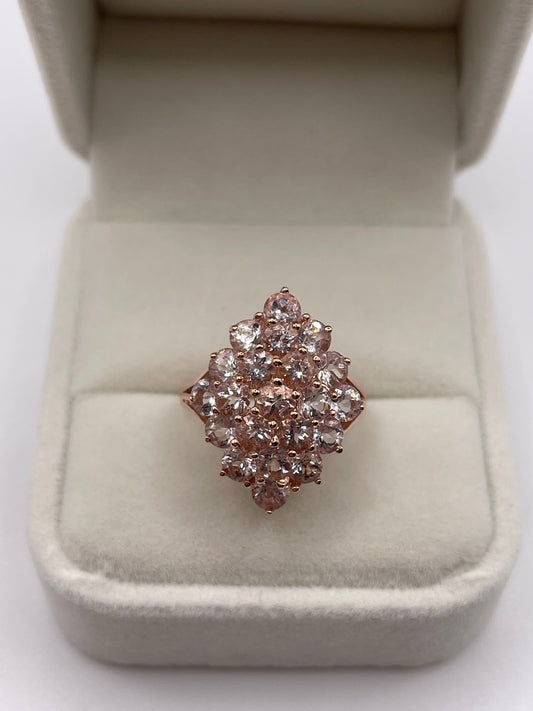 9ct rose gold morganite cluster ring