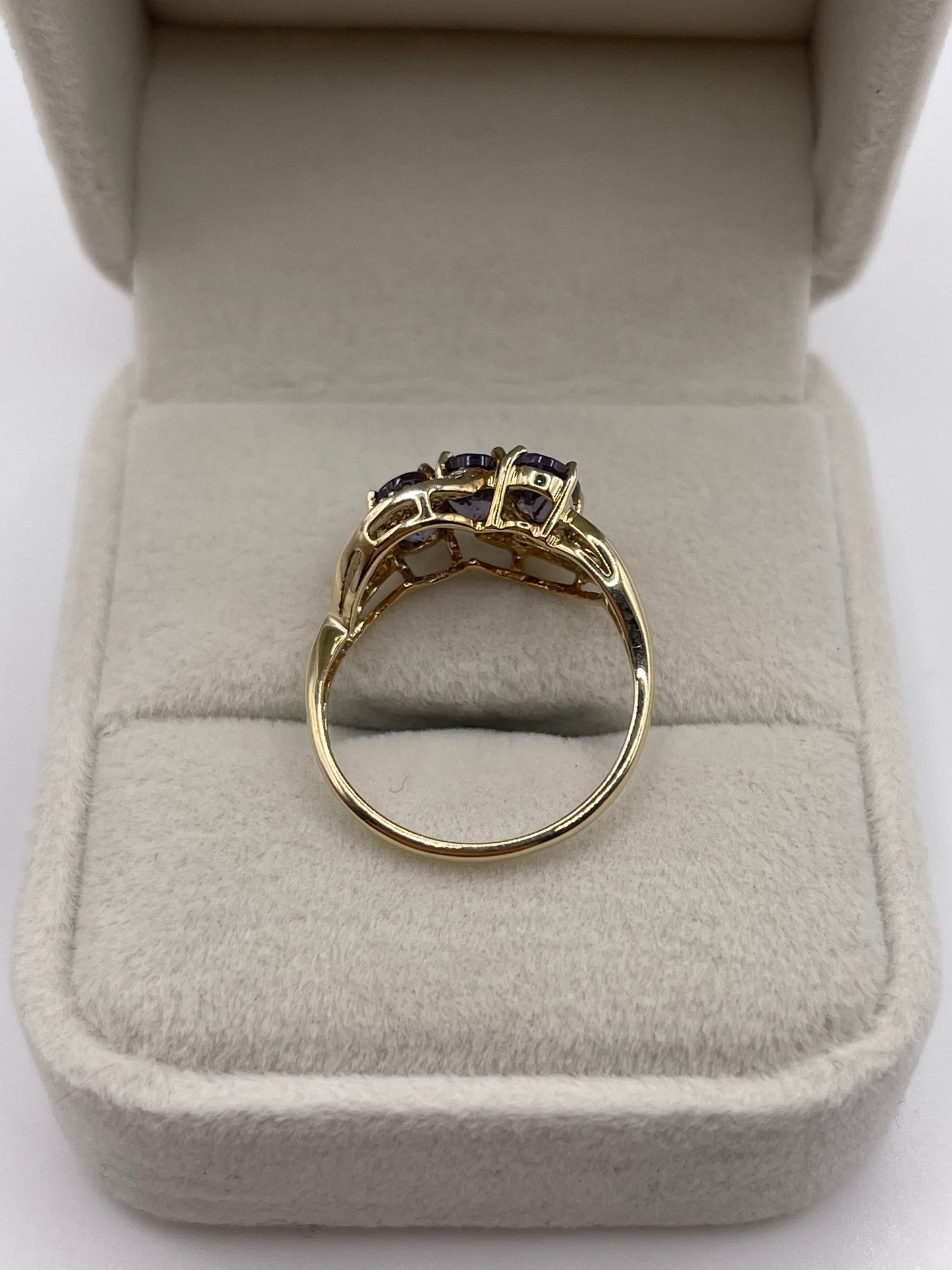 9ct gold iolite and diamond ring