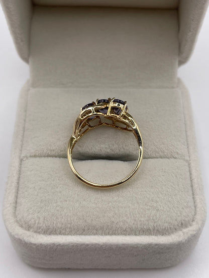 9ct gold iolite and diamond ring