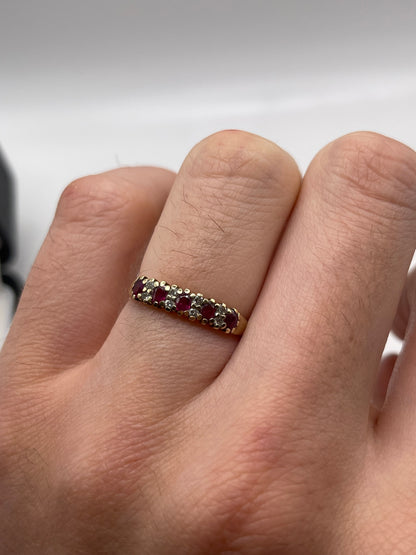 9ct gold ruby and diamond ring