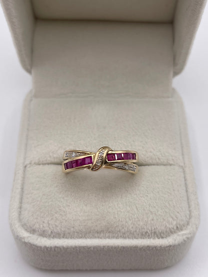 9ct gold ruby and diamond ring