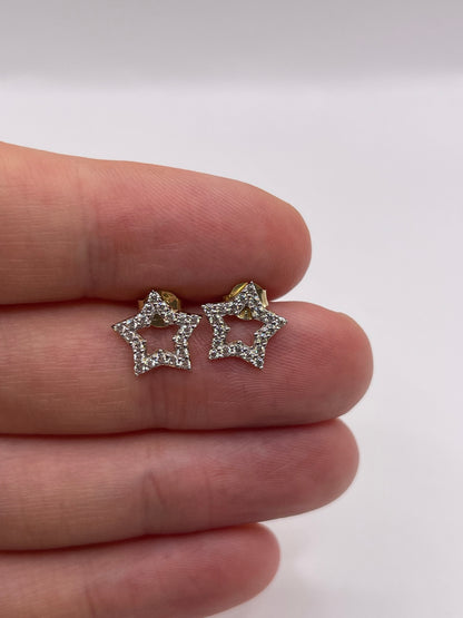 9ct gold cz star earrings