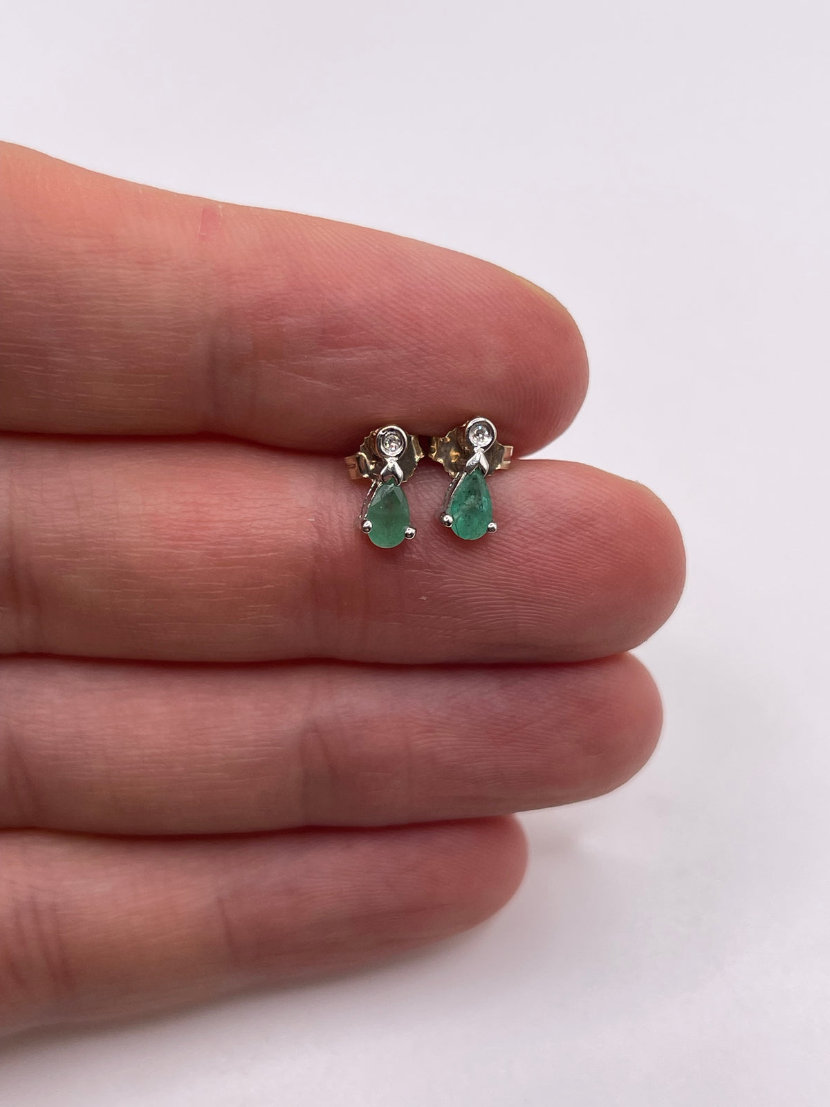 9ct gold emerald and diamond earrings