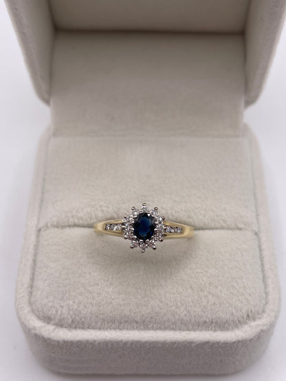 9ct gold sapphire and diamond ring