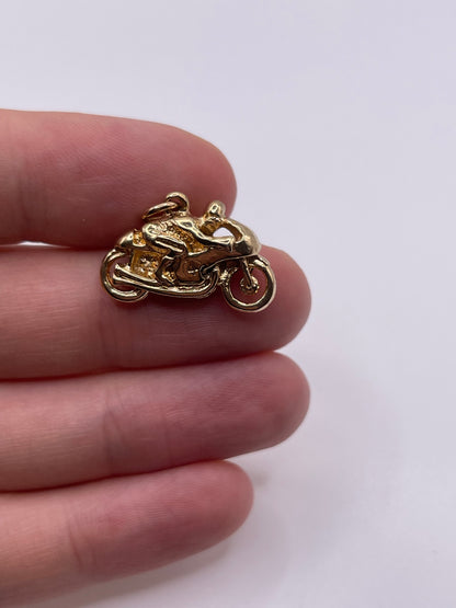 Heavy 9ct gold motorbike charm