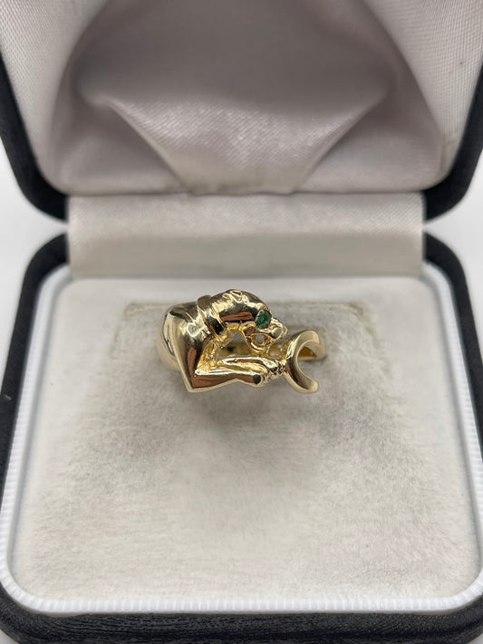9ct gold emerald panther ring