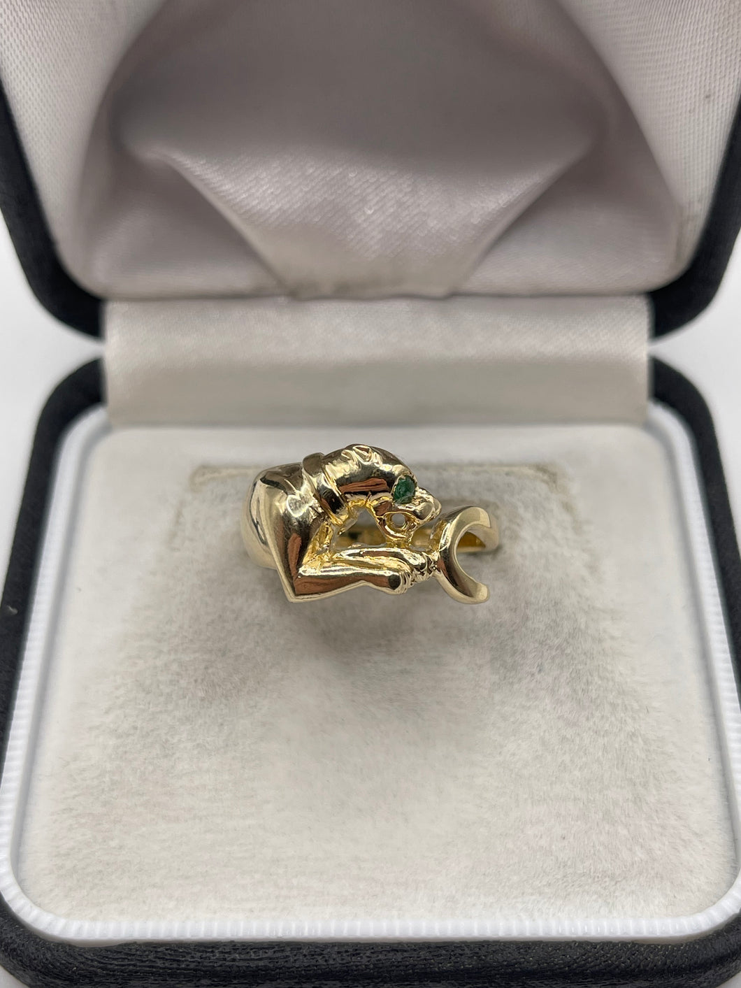 9ct gold emerald panther ring