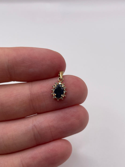 9ct gold sapphire and diamond pendant