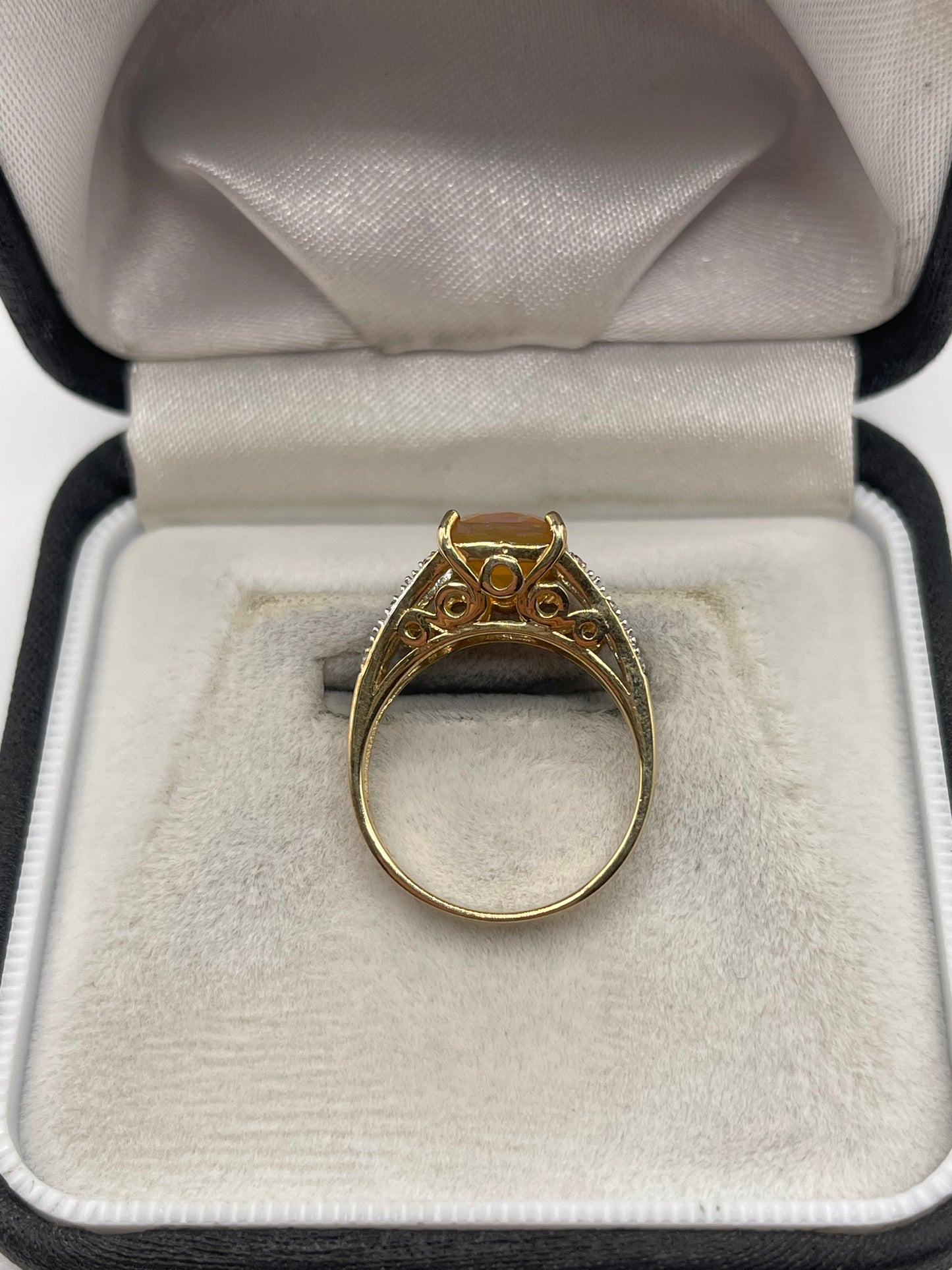 9ct gold opal and zircon ring