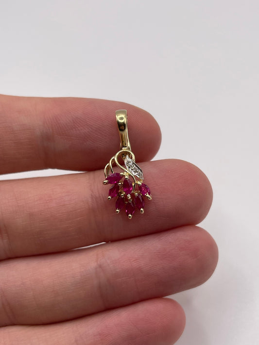 9ct gold ruby and diamond pendant