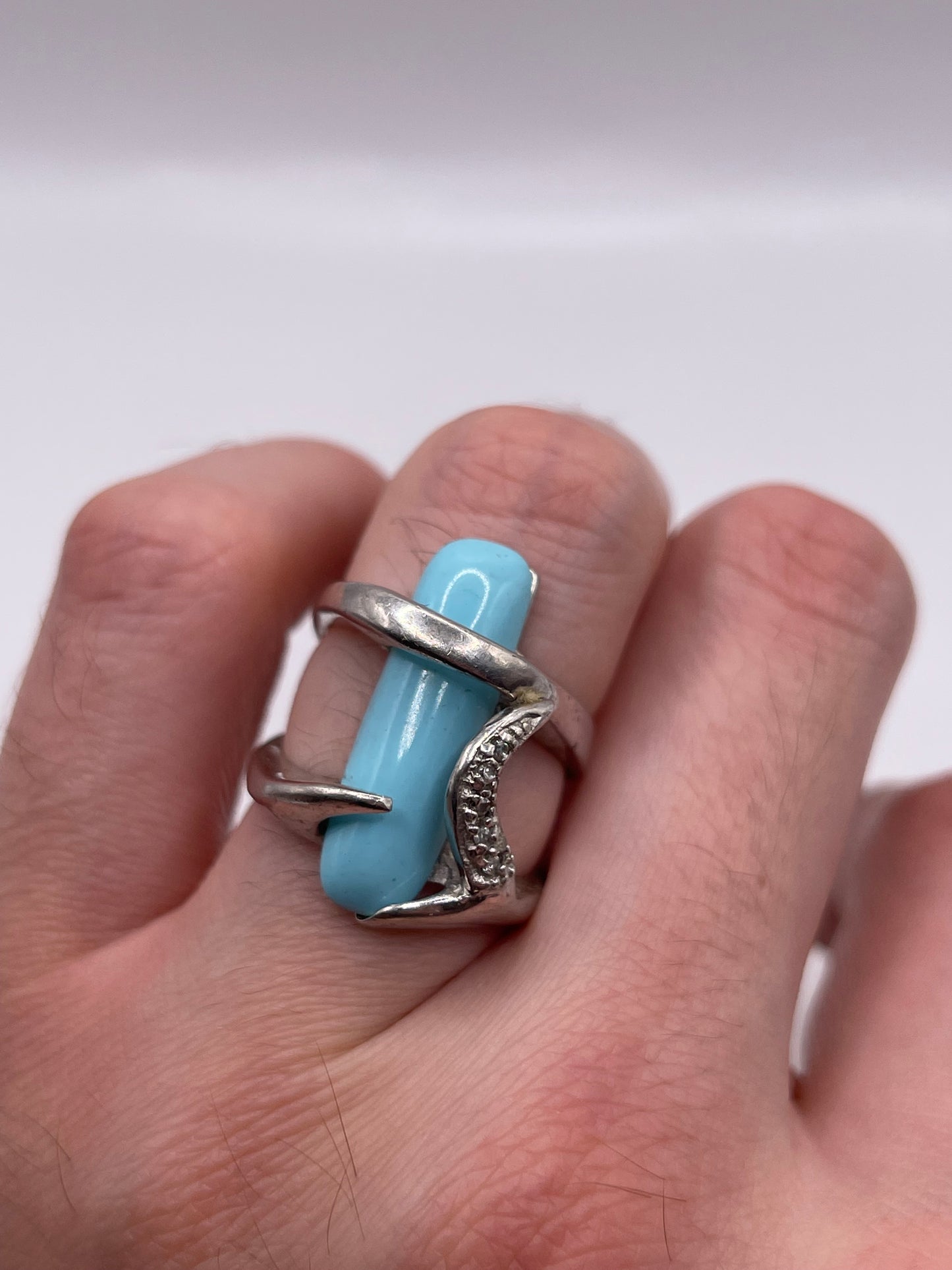 Silver gemstone ring