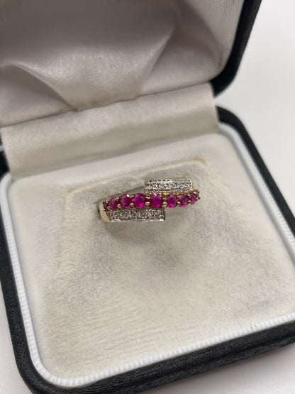 9ct gold ruby and diamond ring