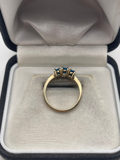 9ct gold blue apatite and diamond ring