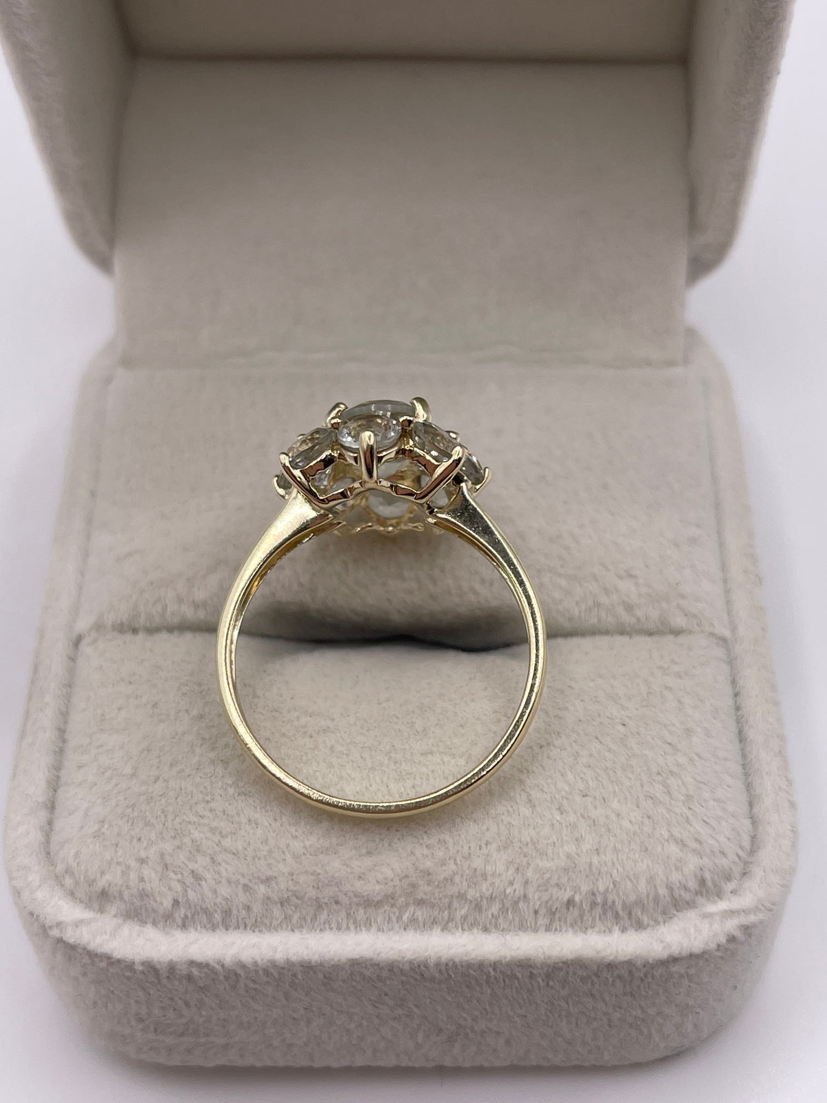 9ct gold aquamarine cluster ring