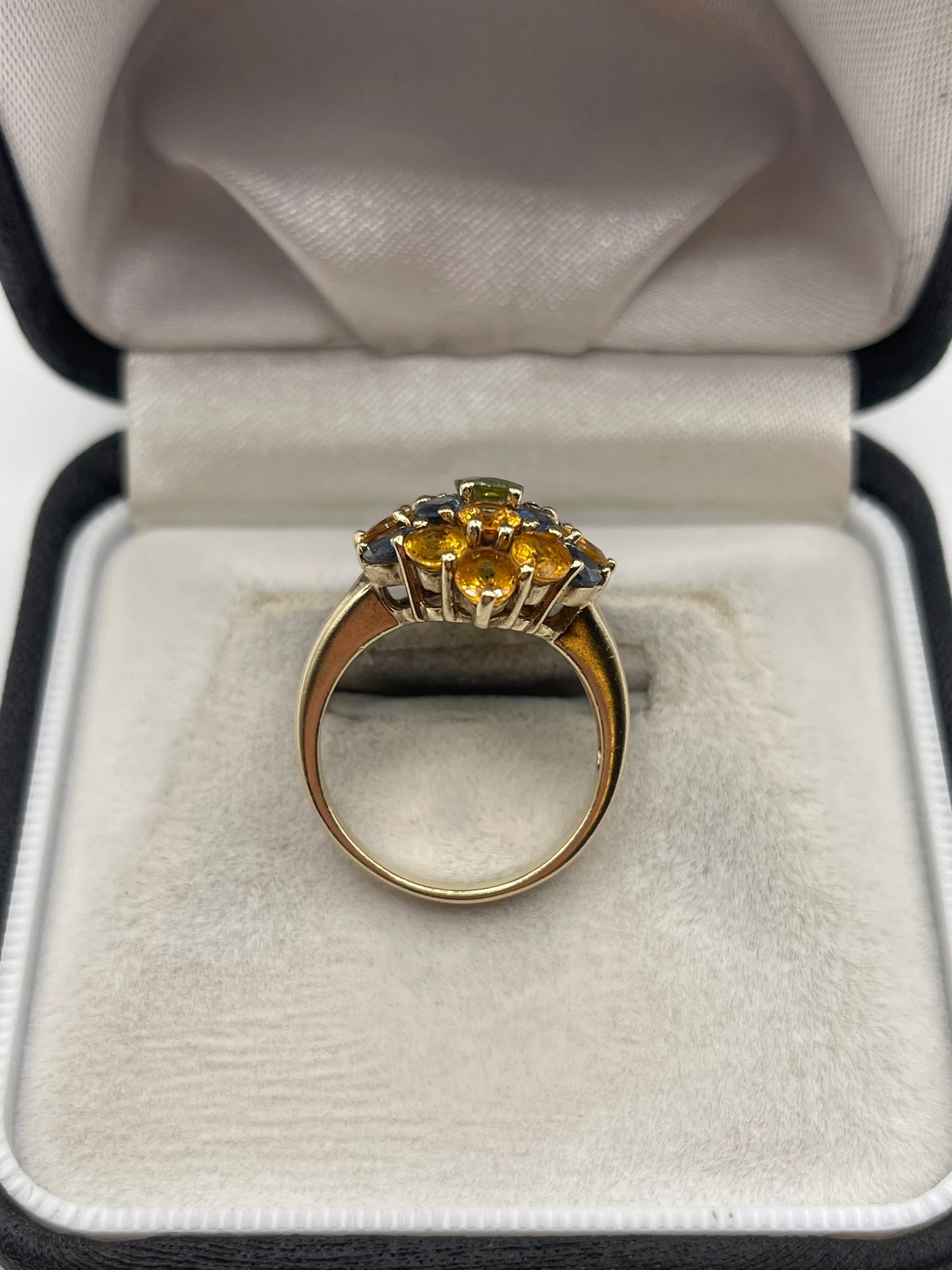 9ct gold multi coloured sapphire ring