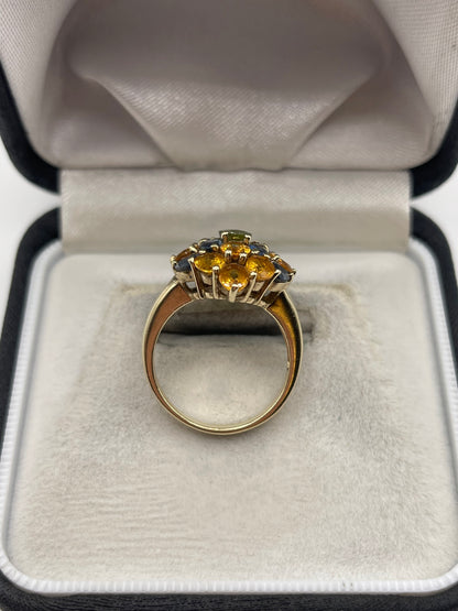 9ct gold multi coloured sapphire ring