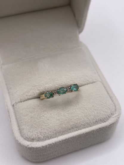9ct gold emerald and diamond ring