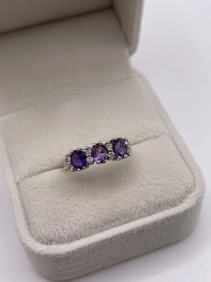 9ct gold amethyst and diamond ring