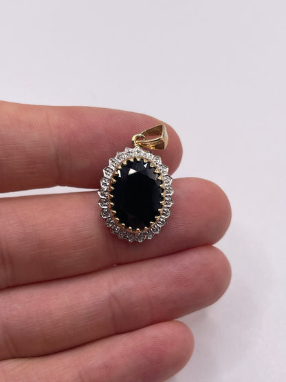 9ct gold sapphire and diamond pendant
