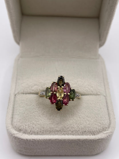 9ct gold tourmaline and diamond ring