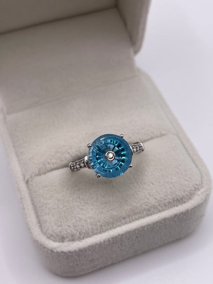 Glenn Lehrer 9ct white gold topaz and diamond ring