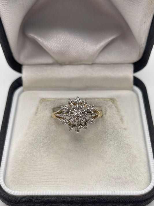 9ct gold diamond cluster ring