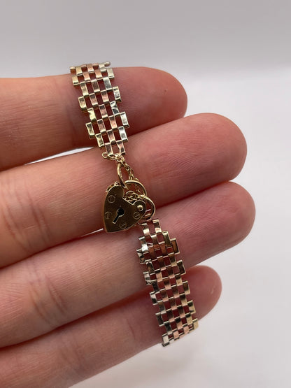9ct tri gold padlock bracelet