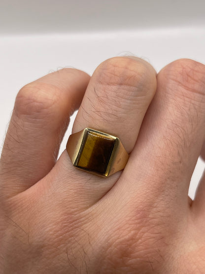 9ct gold tigers eye signet ring