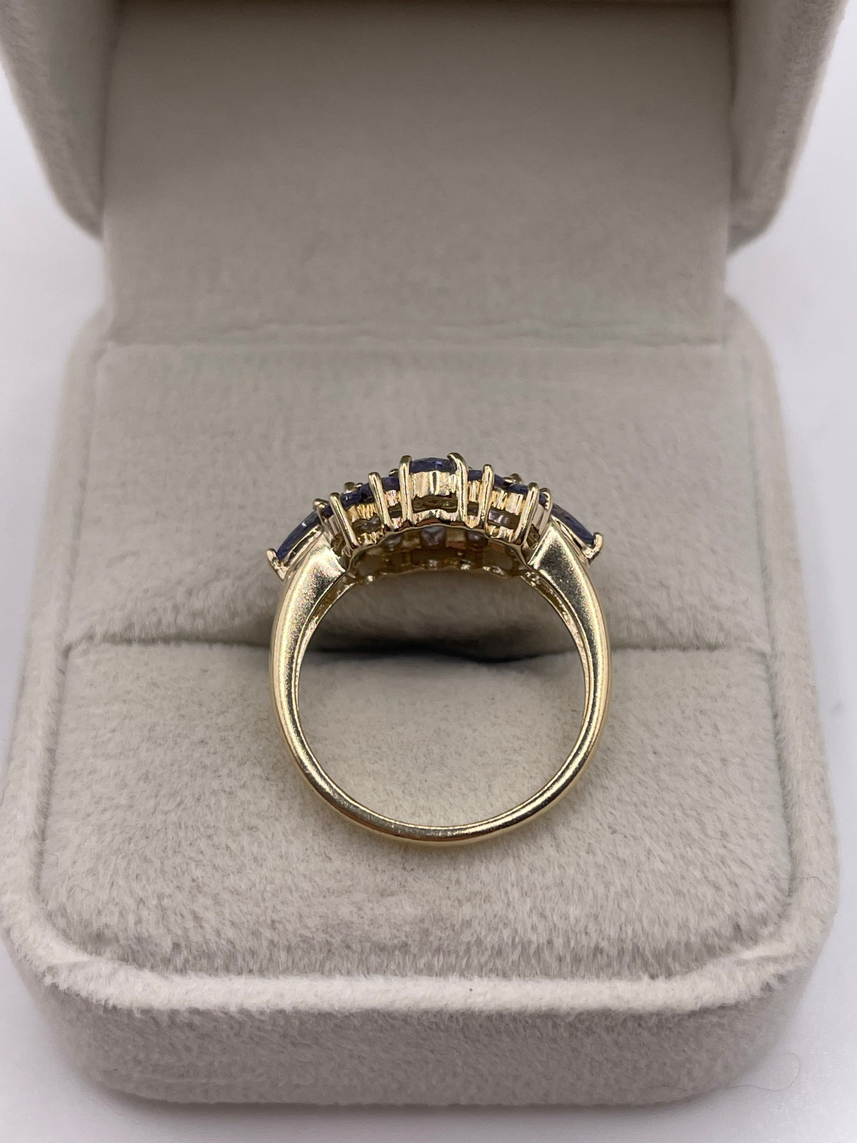 9ct gold tanzanite cluster ring