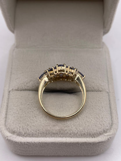 9ct gold tanzanite cluster ring