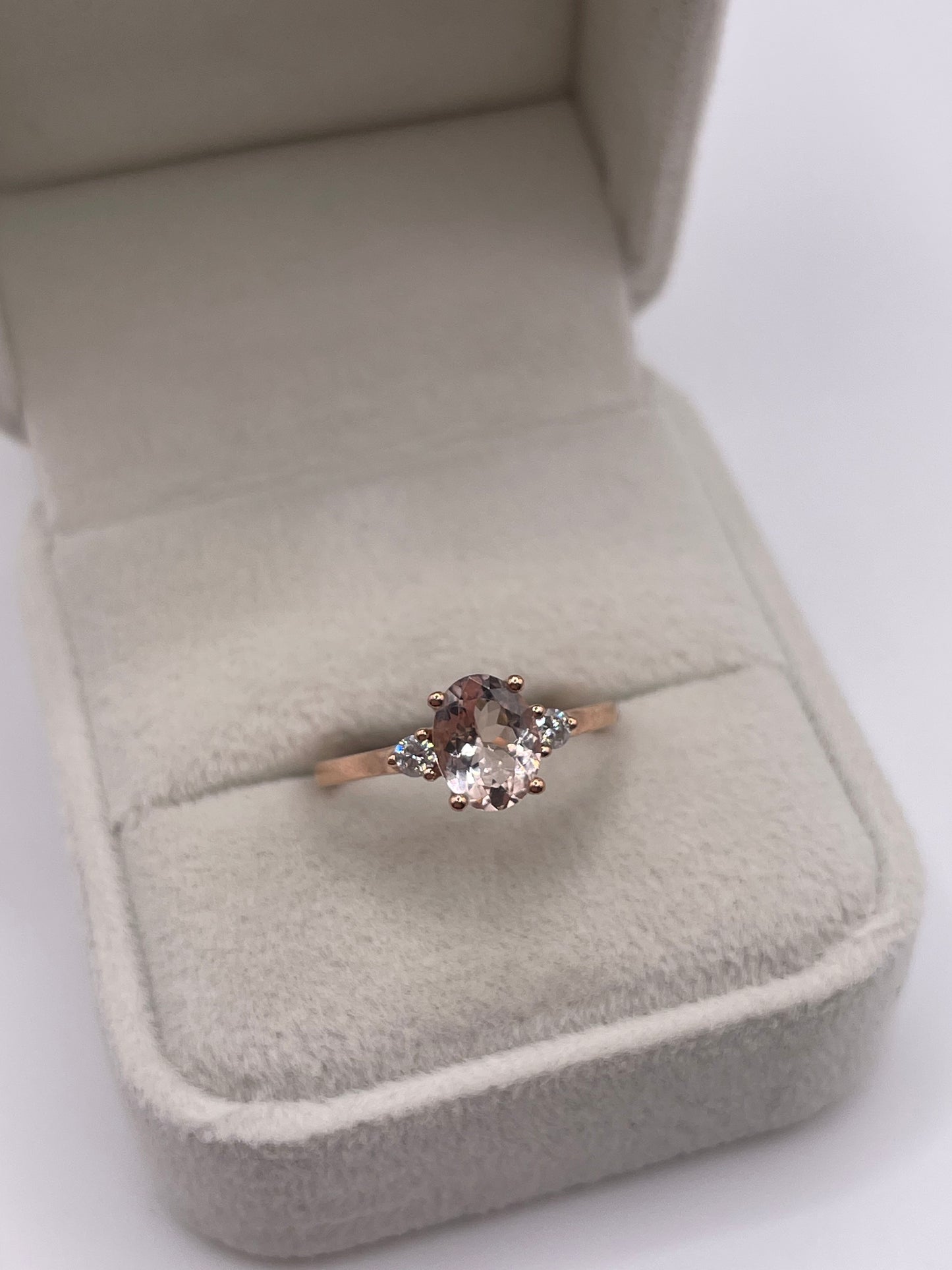 9ct rose gold morganite and diamond ring