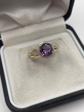 Load image into Gallery viewer, 9ct gold amethyst and diamond ring
