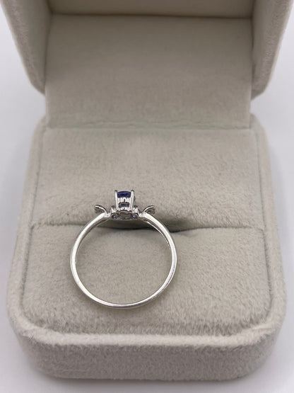 9ct white gold tanzanite and diamond ring