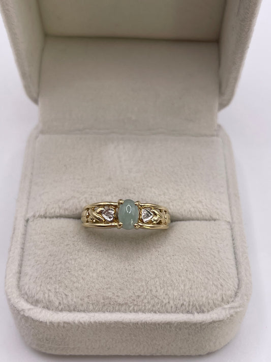 9ct gold jade and diamond ring