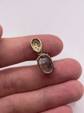 Load image into Gallery viewer, 9ct gold rutile quartz and diamond pendant
