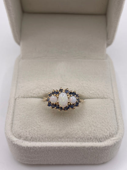 9ct gold sapphire and opal ring