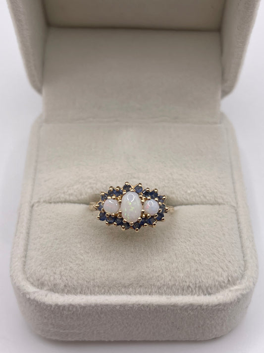 9ct gold sapphire and opal ring