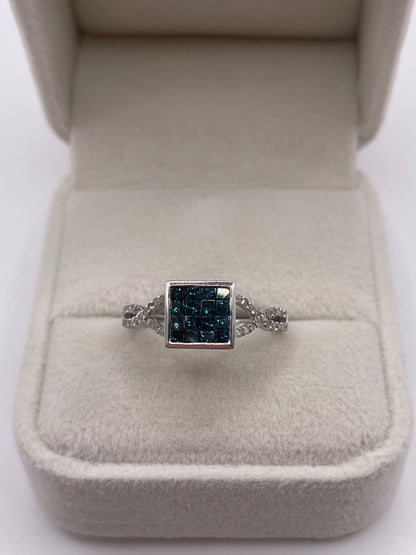 9ct white gold diamond cluster ring