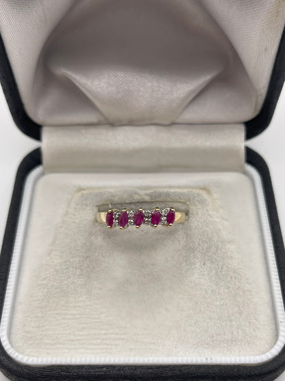 9ct gold ruby and diamond ring