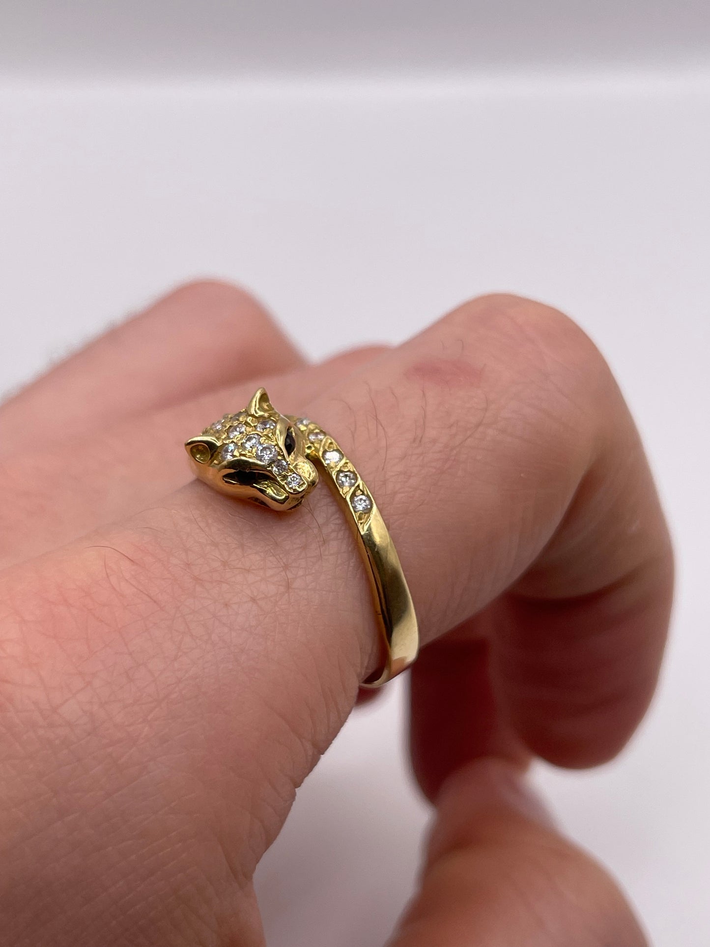 18ct gold sapphire and cz panther ring