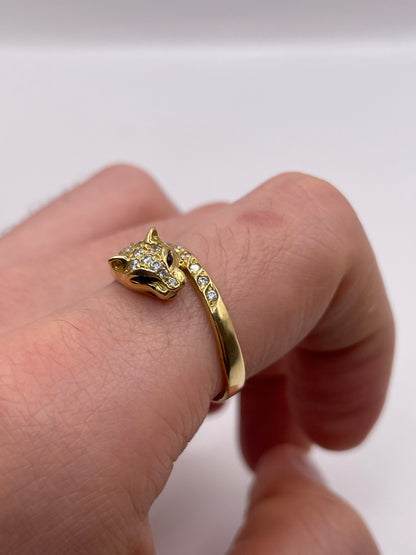 18ct gold sapphire and cz panther ring