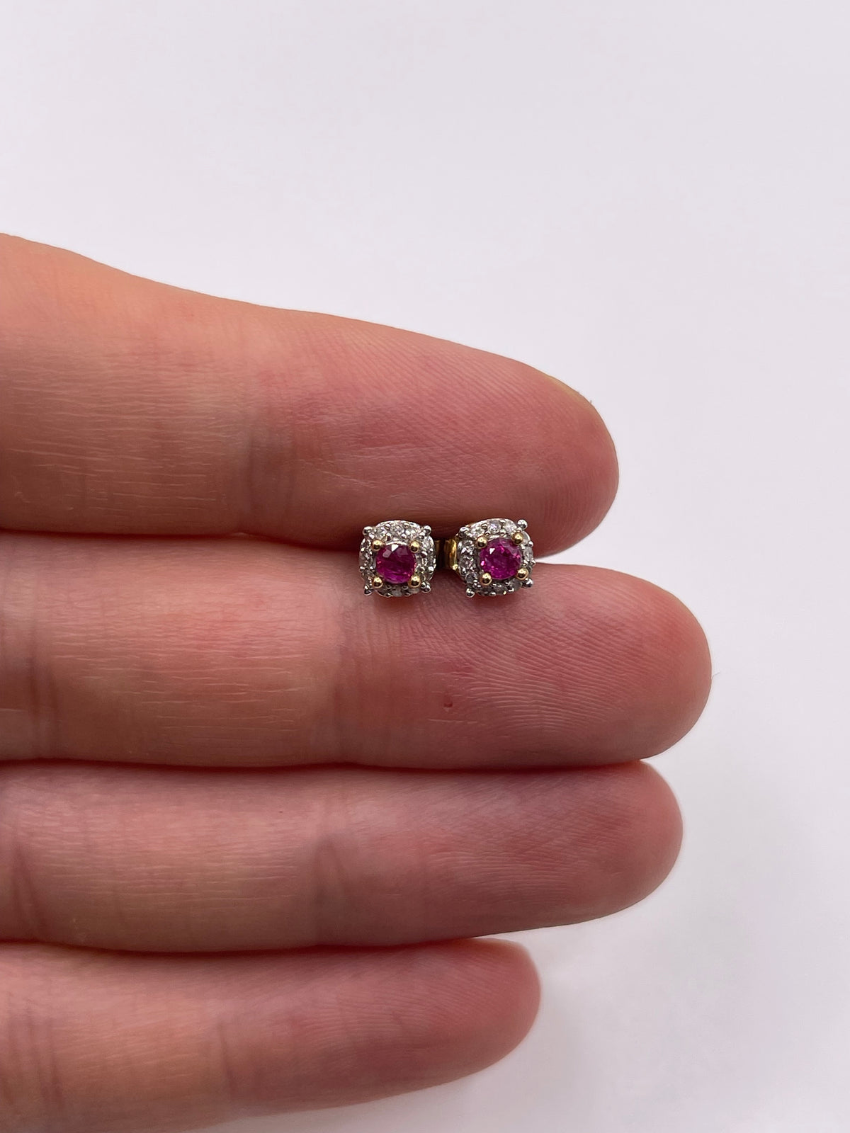9ct gold ruby and diamond earrings