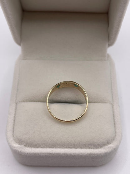 9ct gold emerald and diamond gypsy ring